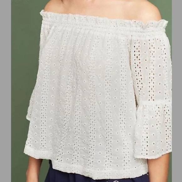 Anthropologie Floreat Eyelet Off Shoulder Blouse - Picture 1 of 9